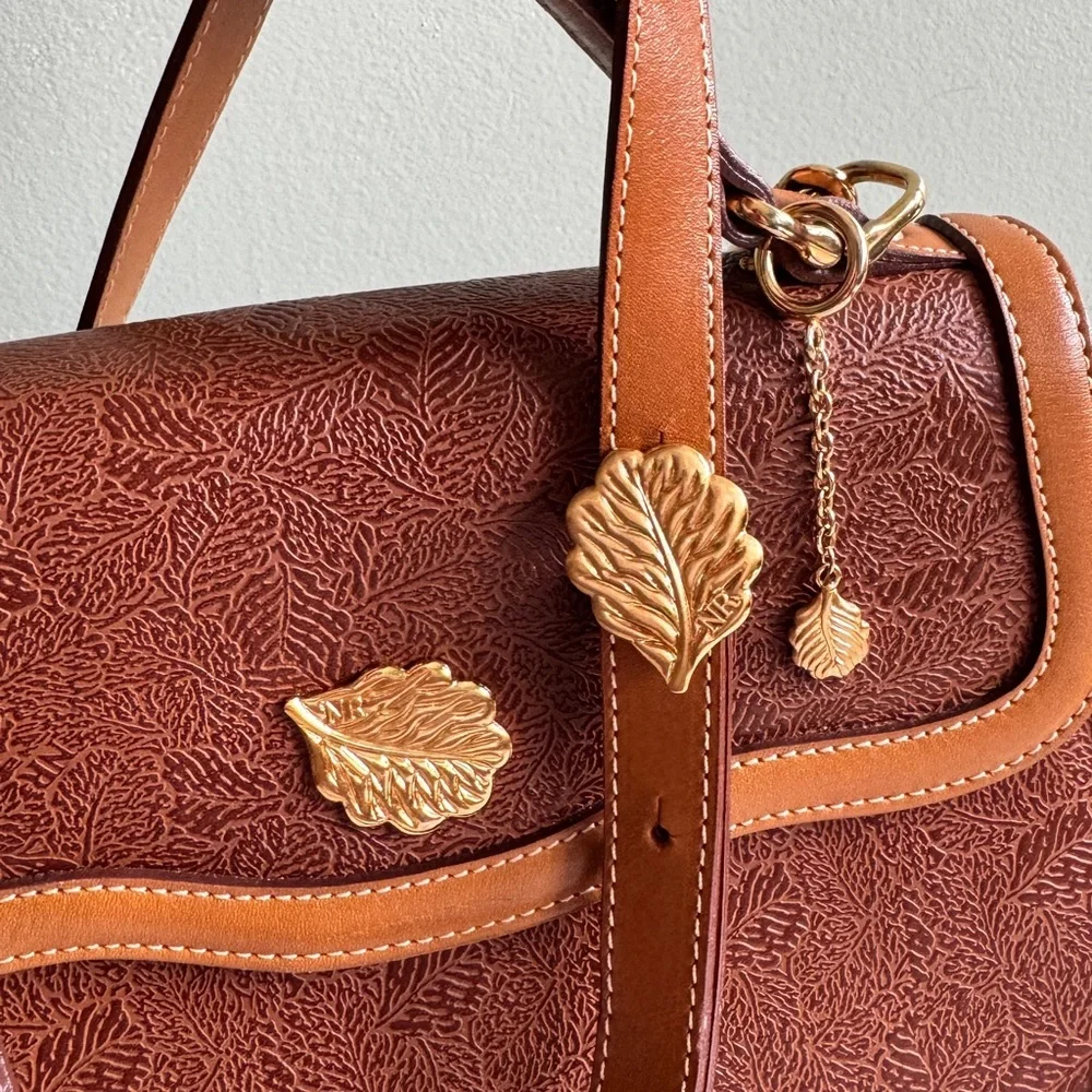 Nina Ricci Two-Tone Brown & Tan Leather Top-Handle Satchel with Shoulder Strap - Picture 3 of 12